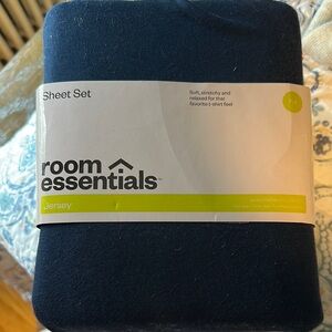 Room Essentials Navy Blue Jersey Sheet Set